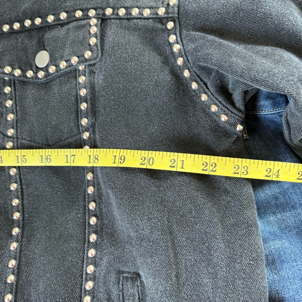 Vici Black Jean Denim Jacket with Studded Details Oversized Biker XS - Picture 9 of 10